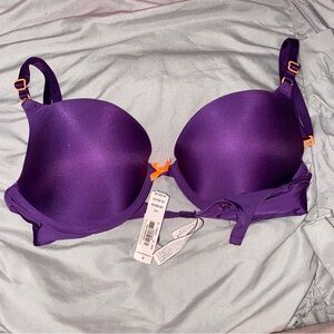 Victoria’s Secret Push-Up Purple Satin Bra 32C NWT
